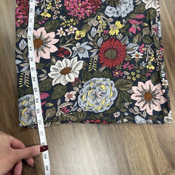 Loft Plus Gray Multicolored Floral Print High Waisted Pull-on Pant Women Size 26 - Picture 5 of 8